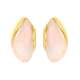 Stainless Steel Gold Color PVD Pink Amber Gradient Tinted Resin Stud Earrings