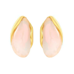 Stainless Steel Gold Color PVD Pink Amber Gradient Tinted Resin Stud Earrings