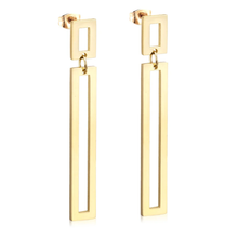 Load image into Gallery viewer, Stelluxe Stainless Steel Gold Color PVD Square Drop Earrings