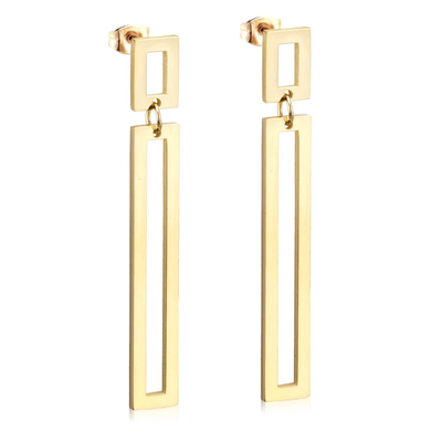 Stelluxe Stainless Steel Gold Color PVD Square Drop Earrings
