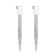 Stelluxe Stainless Steel Color PVD Piercing Drop Tassel Dangle Earrings