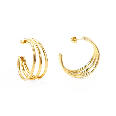 Stelluxe Stainless Steel Gold Color PVD Hoop Earrings