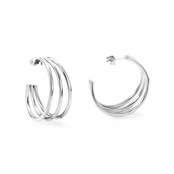Stainless Steel Color PVD Round Circle Hoop Earrings