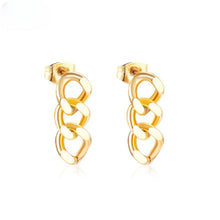 Load image into Gallery viewer, Stelluxe Stainless Steel Gold Color PVD Cool Chain Pendant Punk Piercing Stud Earrings