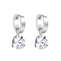 Tresoli Stainless Steel Color PVD Heart Shaped Diamonds Earrings