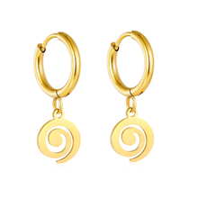 Load image into Gallery viewer, Tresoli Stainless Steel Gold Color PVD Spiral Circle Earrings