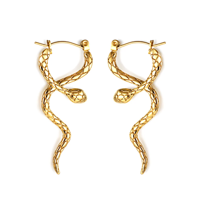 Stelluxe Stainless Steel Gold Color PVD Snake Earrings