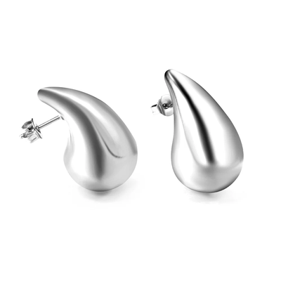 Stelluxe Stainless Steel Color PVD 27mm Spring Drop Oval Earrings