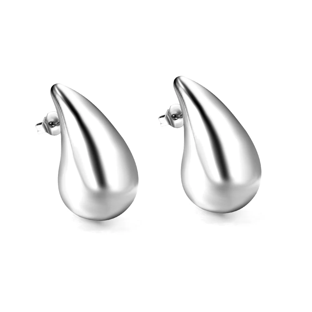 Stainless Steel Color PVD 20mm Spring Drop Oval Earrings