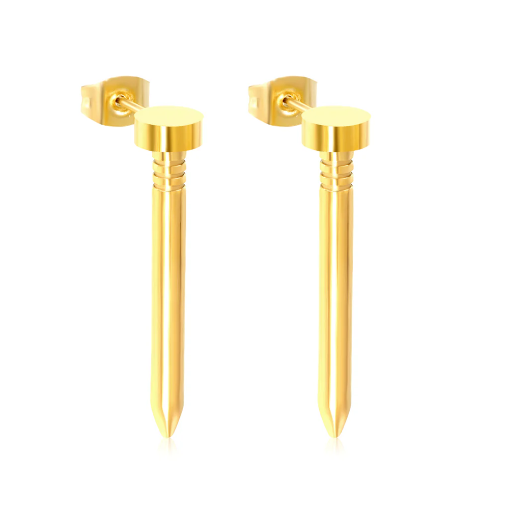 Stainless Steel Gold Color PVD Screw Stud Earrings