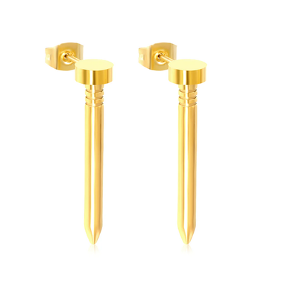 Stelluxe Stainless Steel Gold Color PVD Screw Stud Earrings