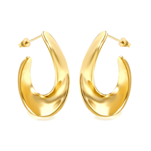 Load image into Gallery viewer, Stelluxe Stainless Steel Gold Color PVD Open Shaped Half Circle Earrings