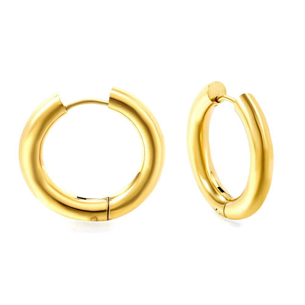 Stainless Steel Gold Color PVD Circle Earrings