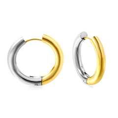 Stelluxe Stainless Steel And Gold Color PVD Circle Earrings