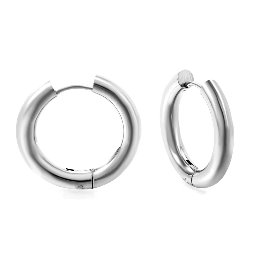 Stainless Steel Color PVD Circle Earrings