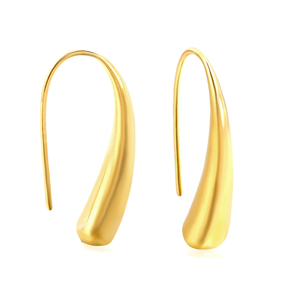 Stainless Steel Gold Color PVD Long Drop Earrings