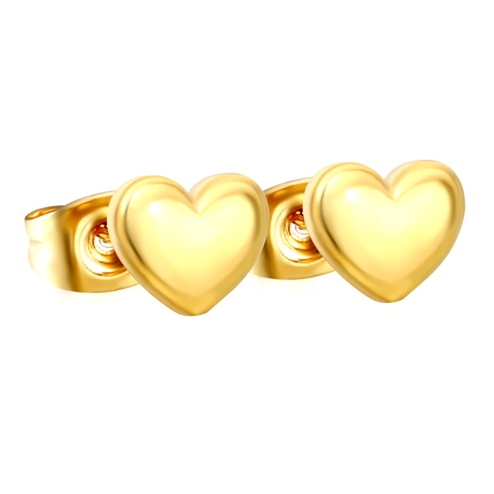 Stainless Steel Gold Color PVD Heart Shaped Regular Pin Earrings