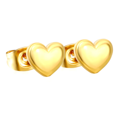 Tresoli Stainless Steel Gold Color PVD Heart Shaped Regular Pin Earrings