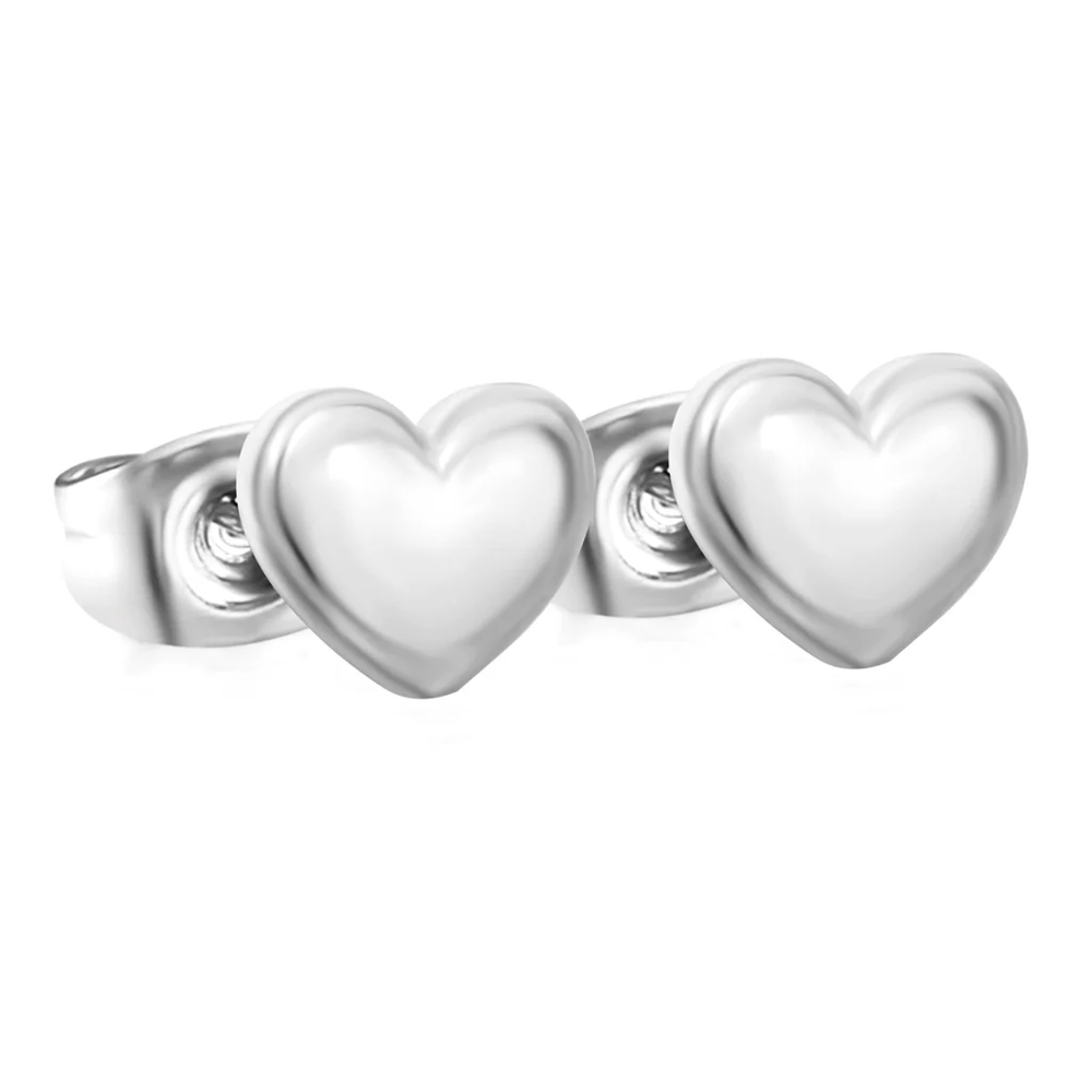 Stainless Steel Color PVD Heart Shaped Regular Pin Earrings