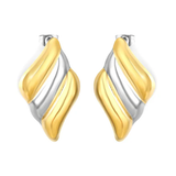 Tresoli Stainless Steel And Gold Color PVD Diamond Shaped Earrings