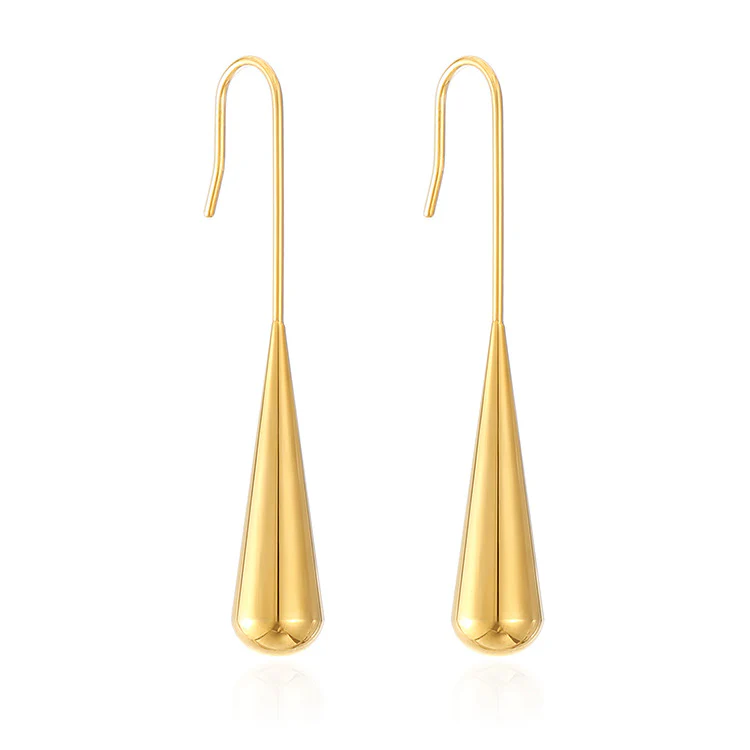 Stainless Steel Gold Color PVD Drop Earrings