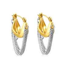 Load image into Gallery viewer, Tresoli Stainless Steel And Gold Color PVD Handbag Chain Tassel Earrings