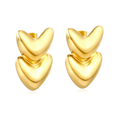 Tresoli Stainless Steel Gold Color PVD Heart Shaped Earrings