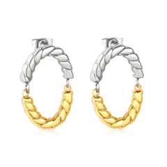 Stelluxe Stainless Steel Gold Color PVD Oval Twisted Ear Studs
