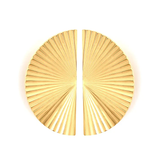 Tresoli Stainless Steel Gold Color PVD Laser Engraved Fan Shape Earrings