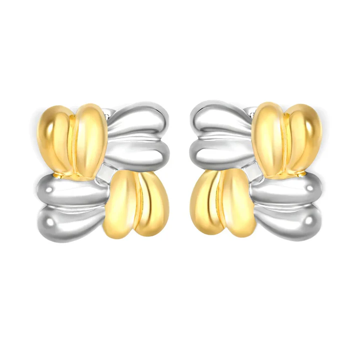 Stainless Steel And Gold Color PVD Geometric Braided Stud Earrings
