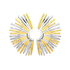 Tresoli Stainless Steel And Gold Color PVD Fan Shaped Stud Earrings