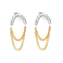 Load image into Gallery viewer, Tresoli Stainless Steel Mix Color PVD C Shape Stud Earrings With Double Sided Polished Tassel Chain
