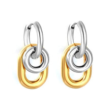 Load image into Gallery viewer, Stainless Steel Mixed Color PVD Oval Circle Earrings