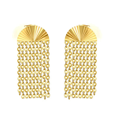 Tresoli Stainless Steel Gold Color PVD Fan Shaped Semicircle Stud Earrings