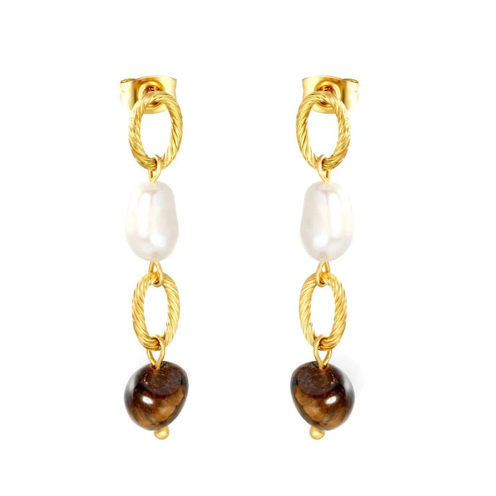 Stainless Steel Gold Color PVD Golden Hoop Teardrop Earrings