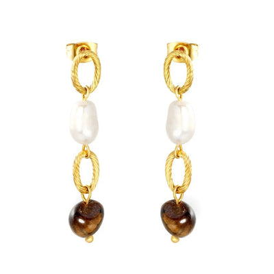 Stainless Steel Gold Color PVD Golden Hoop Teardrop Earrings