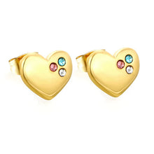 Load image into Gallery viewer, Stainless Steel Gold Color PVD Heart Mixed Zircon Stud Earrings