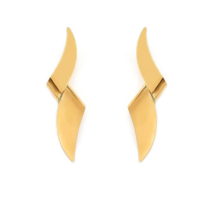 Stainless Steel Gold Color PVD Twisted Knot Stud Earrings