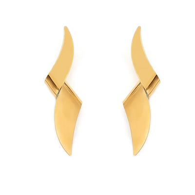 Stelluxe Stainless Steel Gold Color PVD Twisted Knot Stud Earrings