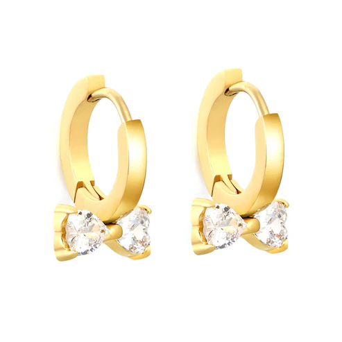 Stainless Steel Gold Color PVD White Zircon Ear Cuffs