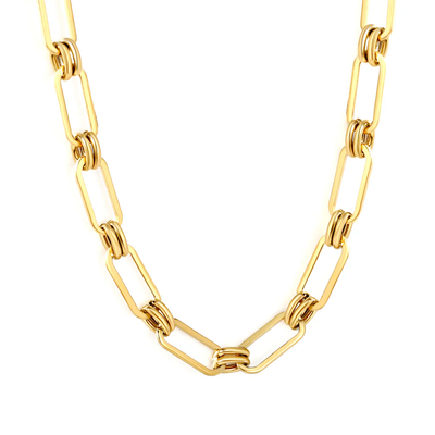 Stelluxe Stainless Steel Gold Color PVD Vintage Inspired Thick Gold Chain Necklace