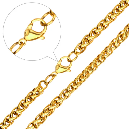 Stainless Steel Gold Color PVD Bulk Long Necklace