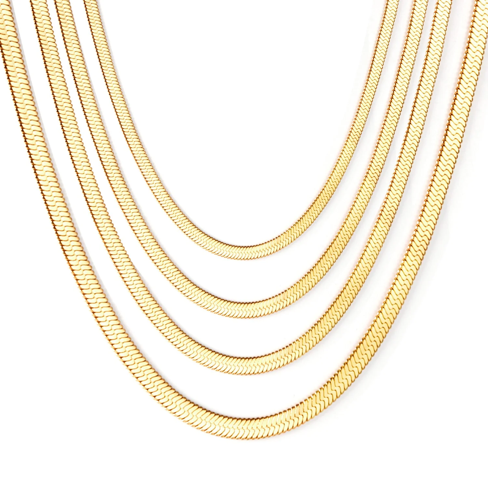 Stainless Steel Gold Color PVD 5mm Blade Chain Necklace