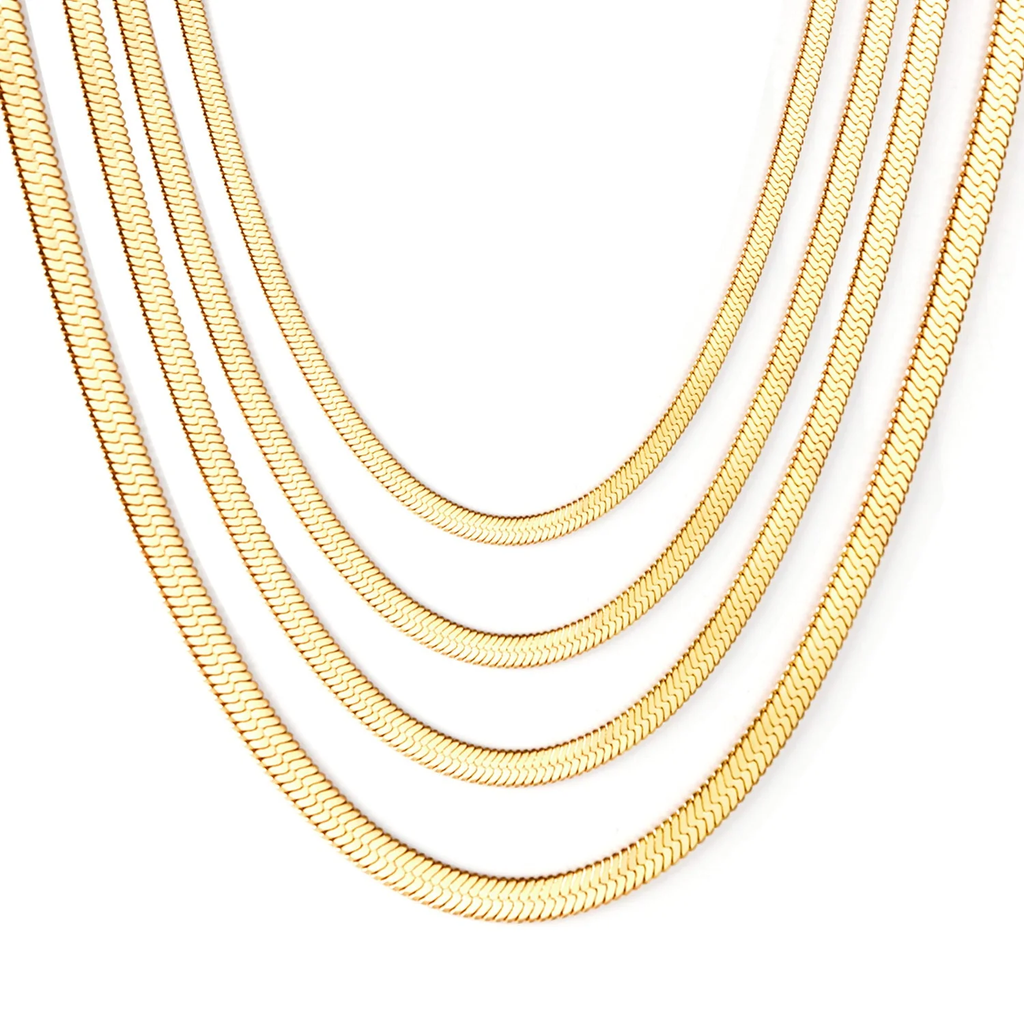 Tresoli Stainless Steel Gold Color PVD 5mm Blade Chain Necklace