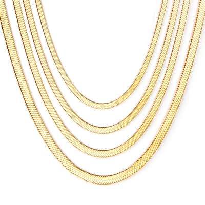 Tresoli Stainless Steel Gold Color PVD 5mm Blade Chain Necklace