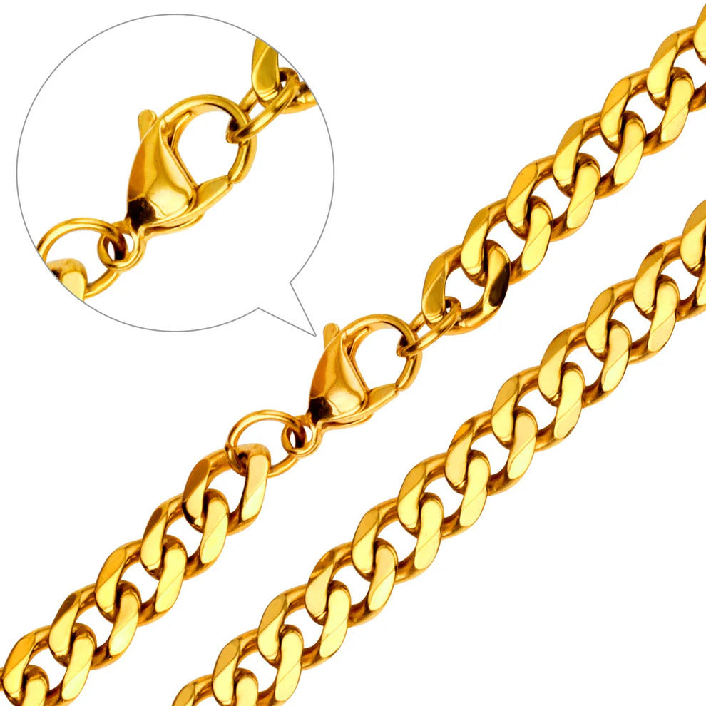 Stainless Steel Gold Color PVD Diy Hexagonal Grinding With Chain Necklace