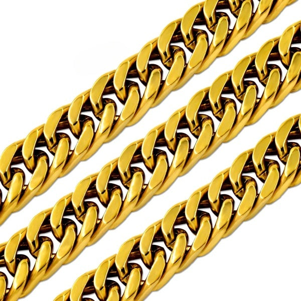 Stainless Steel Gold Color PVD Solid Long Necklace