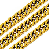 Tresoli Stainless Steel Gold Color PVD Solid Long Necklace