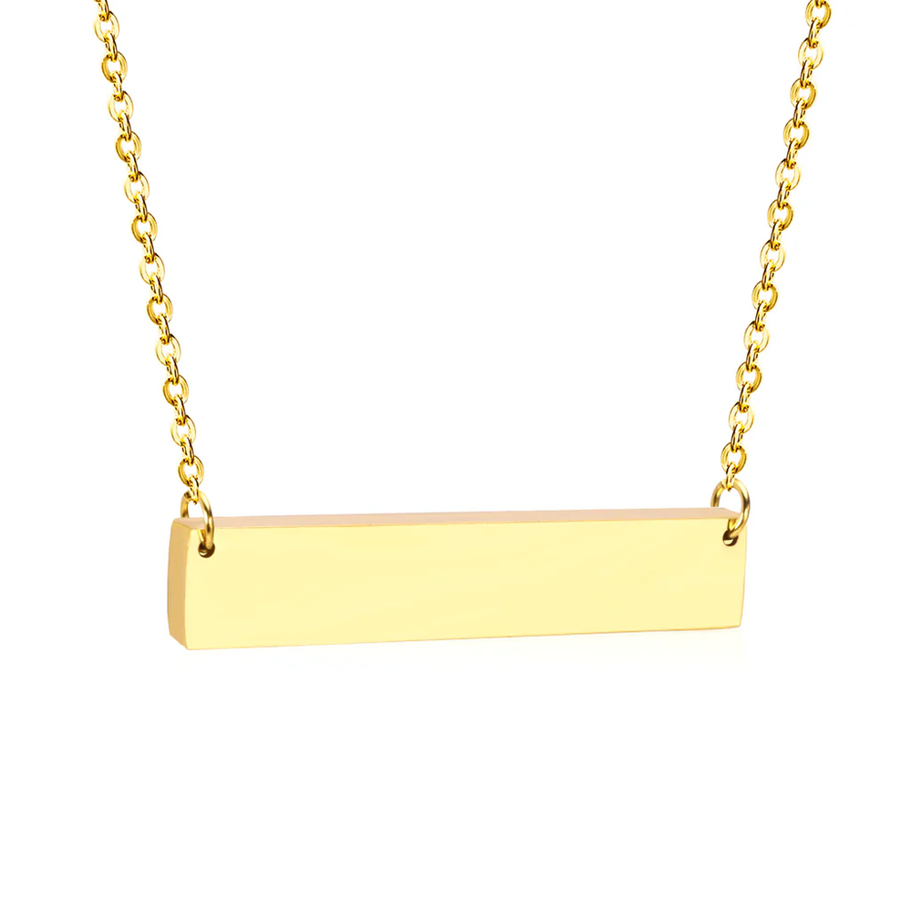 Stainless Steel Gold Color PVD Bar Necklace