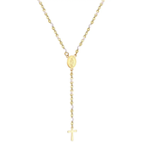 Tresoli Stainless Steel Gold Color PVD Long Scapular Catholic Rosaries Oval White Beads Christian Cross Pendant Necklace